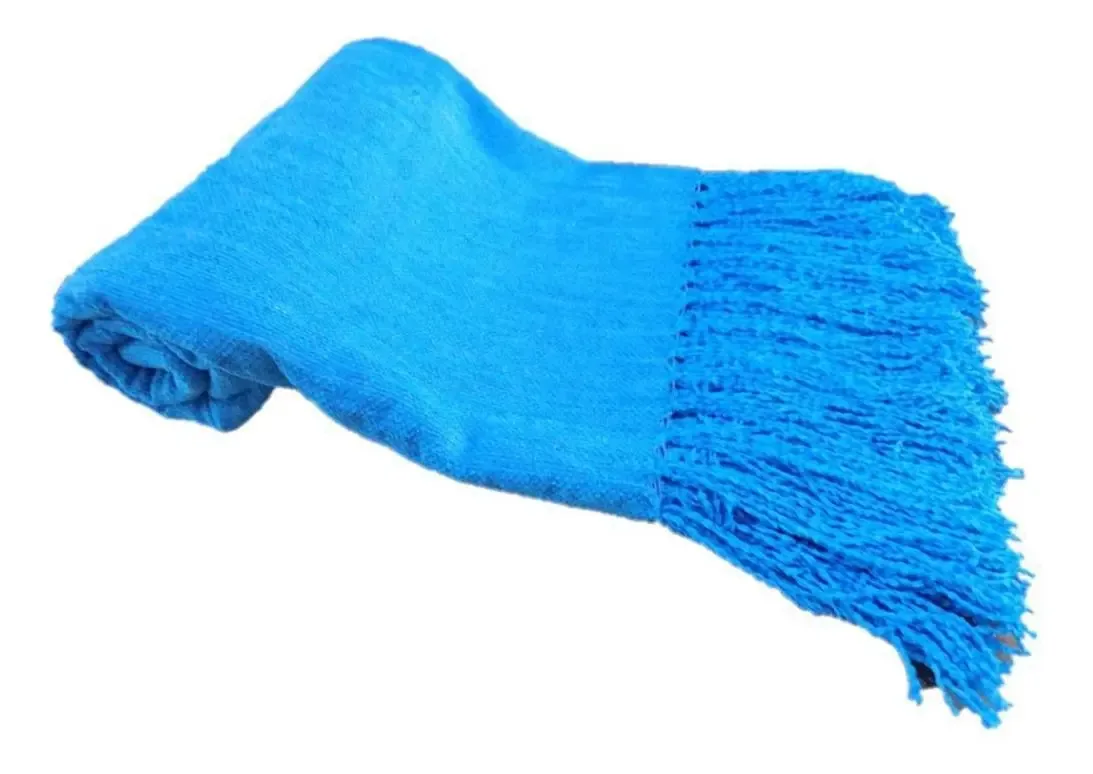 Manta Para Sofá Azul Turquesa Em Chenille