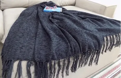 Manta Para Sofá Preto Em Chenille