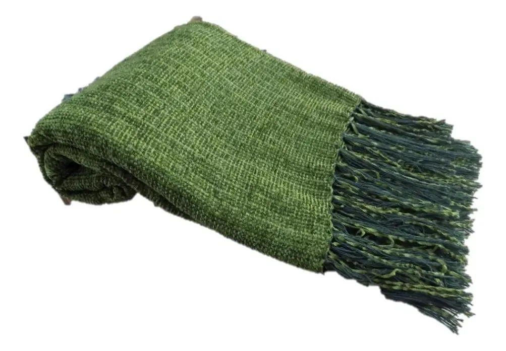 Manta Para Sofá Verde Musgo Em Chenille