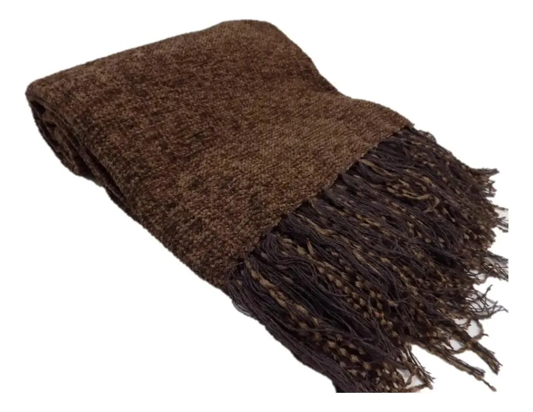 Manta Para Sofá Marrom Escuro Em Chenille