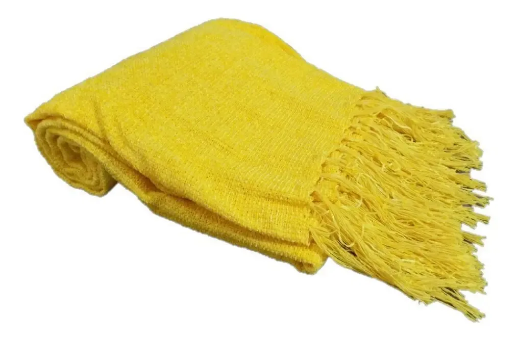 Manta Para Sofá Amarelo Ouro Em Algodão E Chenille
