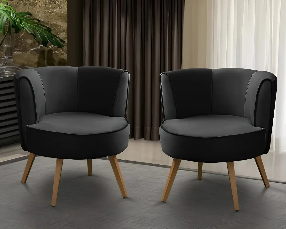Kit 2 Poltronas Para Sala Decorativa Isa Suede Preto Adonai Estofados