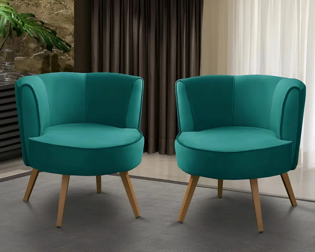 Kit 2 Poltronas Para Sala Decorativa Isa Suede Tiffany