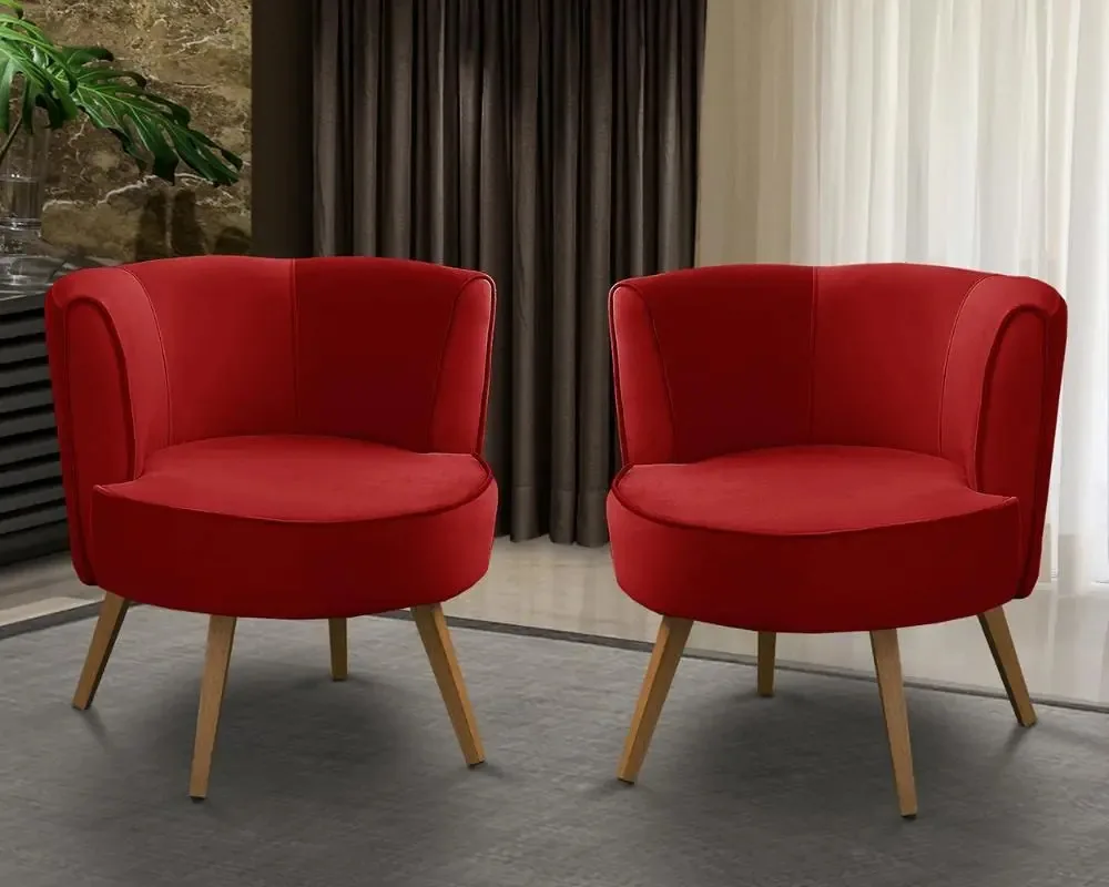 Kit 2 Poltronas Para Sala Decorativa Isa Suede Vermelho
