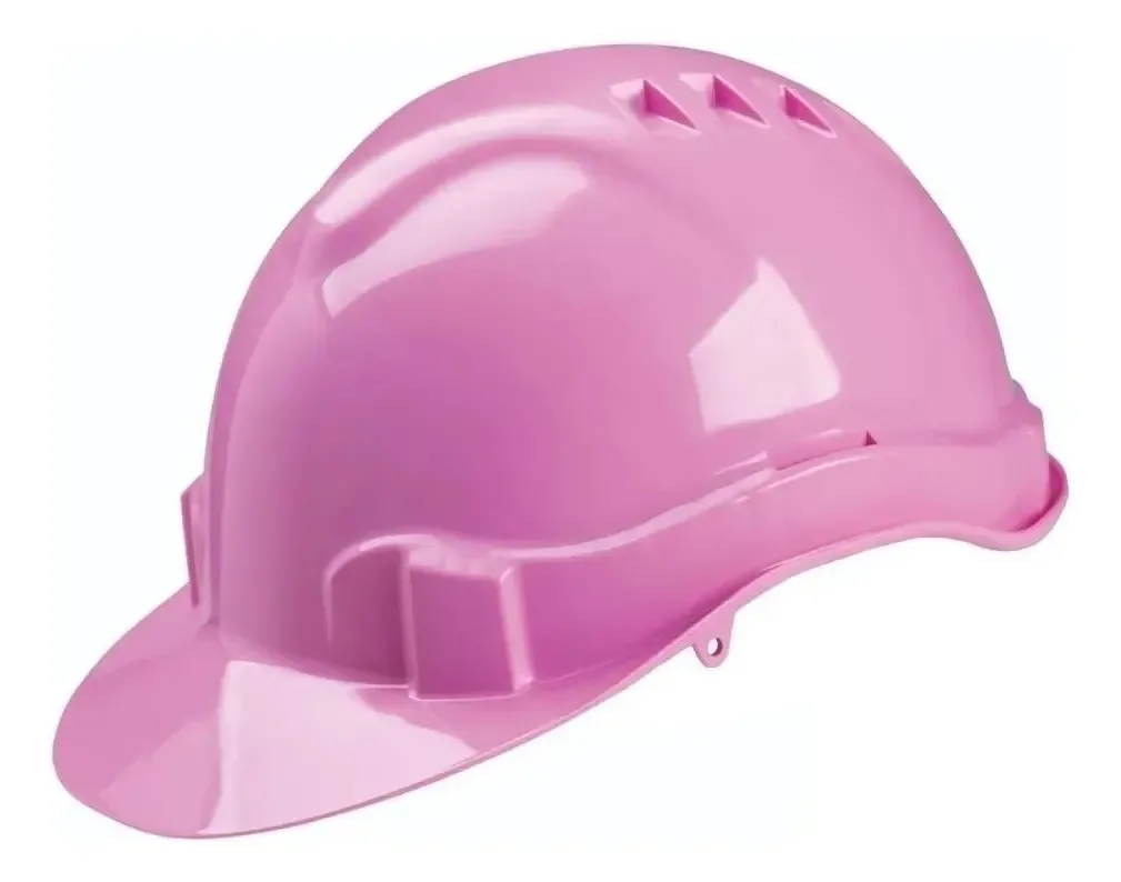 Capacete Segurança Com Carneira Textil De Catraca E Jugular Cor Rosa
