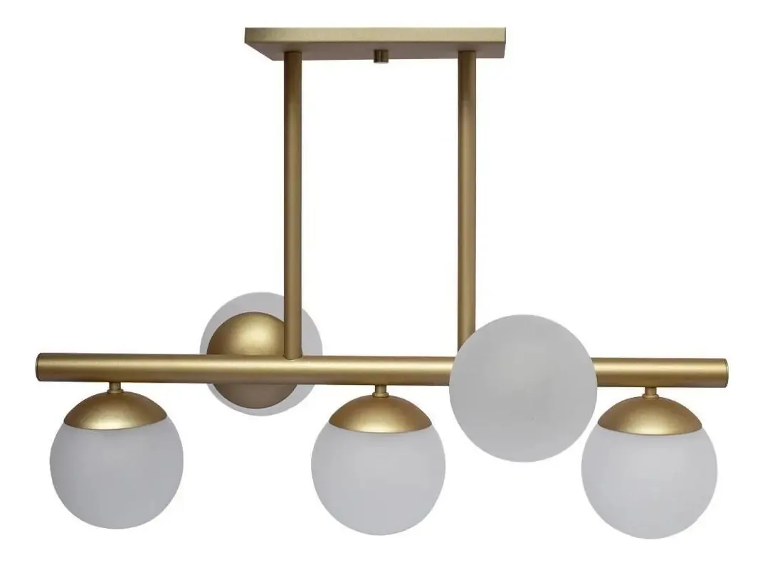 Lustre Bola Com 5 Globos Champagne Fosco