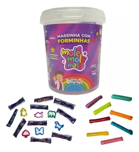 Massinha Dr. Bhorest Massa Modelar 10 Massinhas + Balde Forminhas