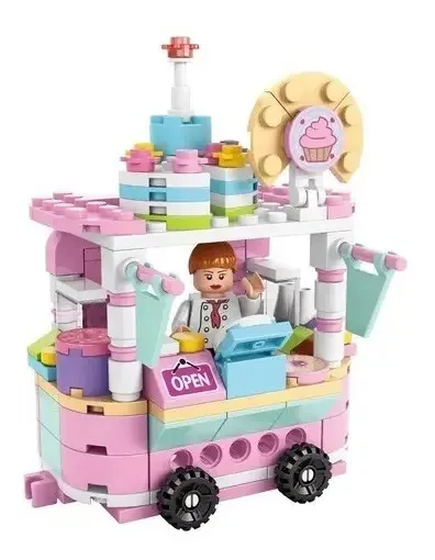 Blocos De Montar Brinquedos Carrinhos Food Truck Polibrinq Quantidade de peças 157