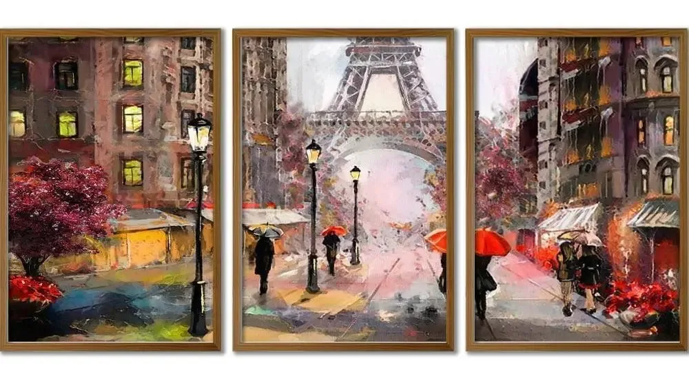 Conjunto Quadros Decorativos Paris Sem Vidro
