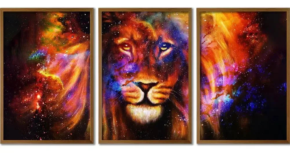 Conjunto Quadros Decorativos Leão Sem Vidro