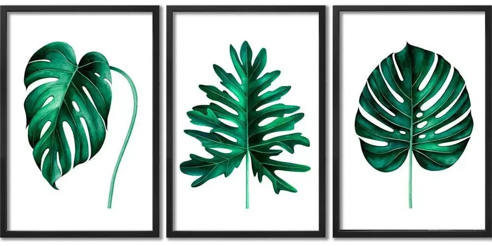 Conjunto Quadros Decorativos Folhas Sem Vidro
