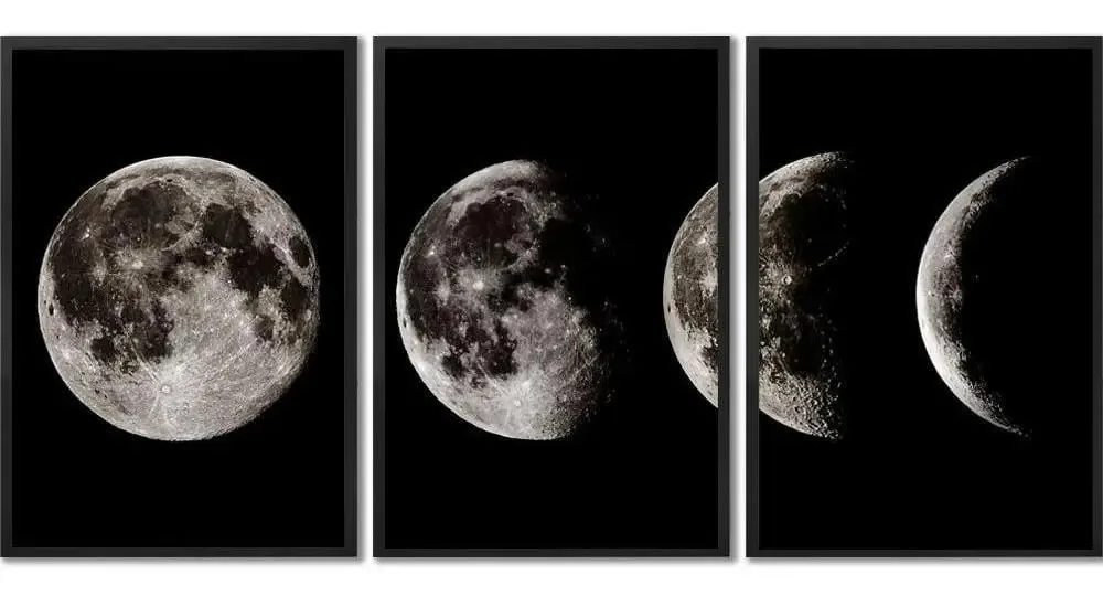 Conjunto De Quadros Decorativos Luas Sem Vidro