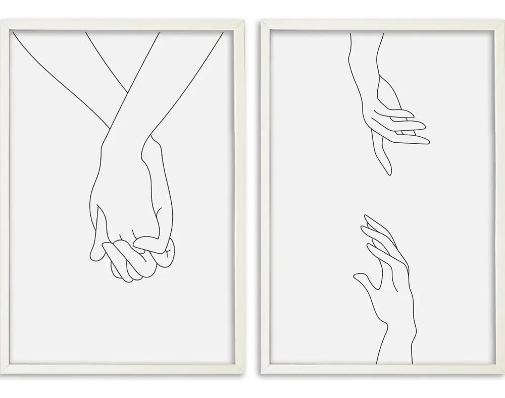 Conjunto Quadros Decorativos Mãos Sem Vidro