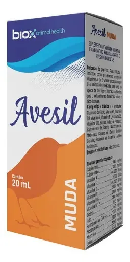 Avesil Muda 20ml - Troca Pluma Suplemento Vitamina Para Aves
