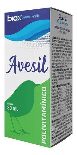 Avesil Polivitaminico 20ml Suplemento Para Aves E Pássaros