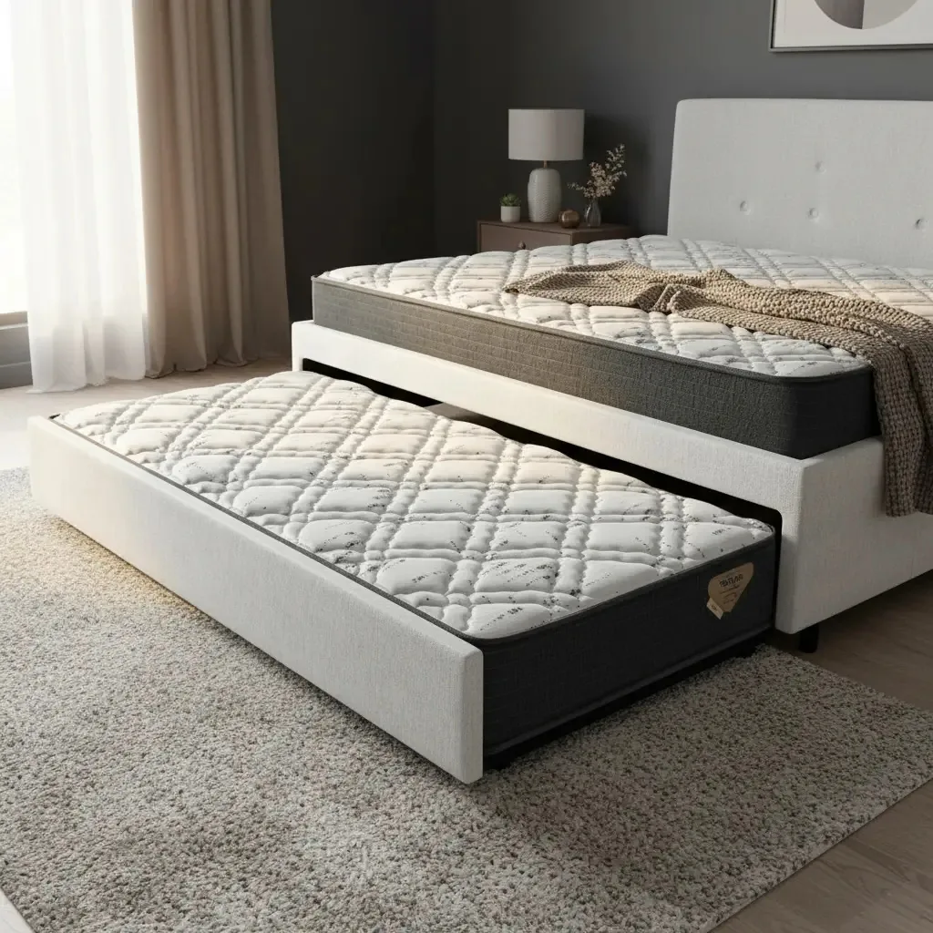 Bicama Solteiro Branco Cama inHouse 88x188 cm com 2 Colchões Ecoflex