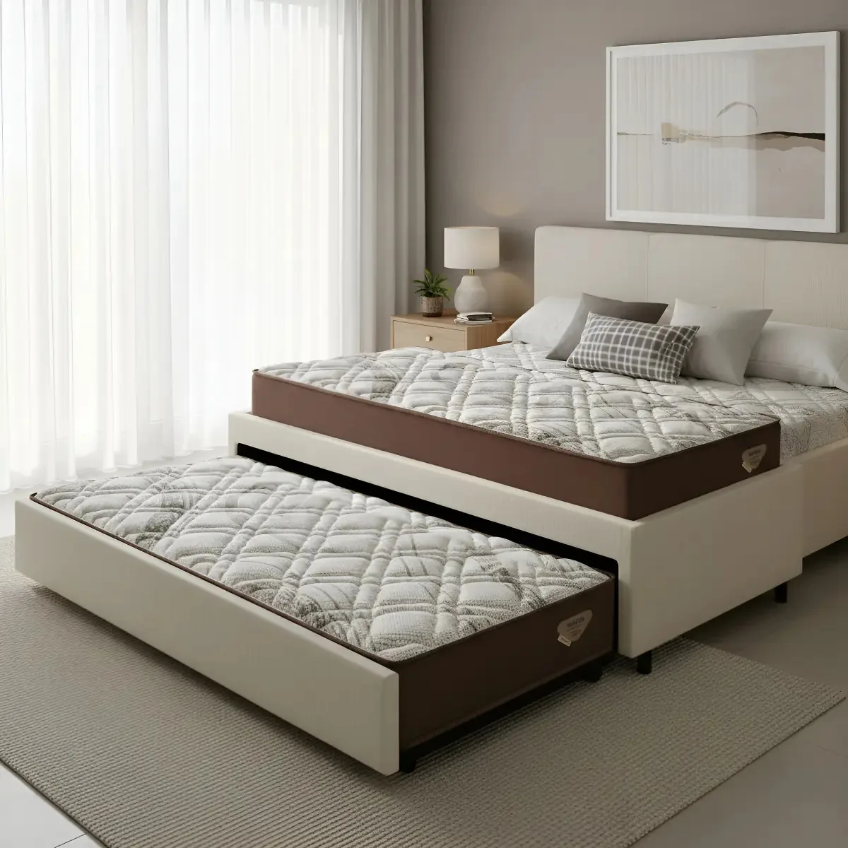 Bicama Box Solteiro 88x188 Com 2 Colchões Adorabile Ecoflex