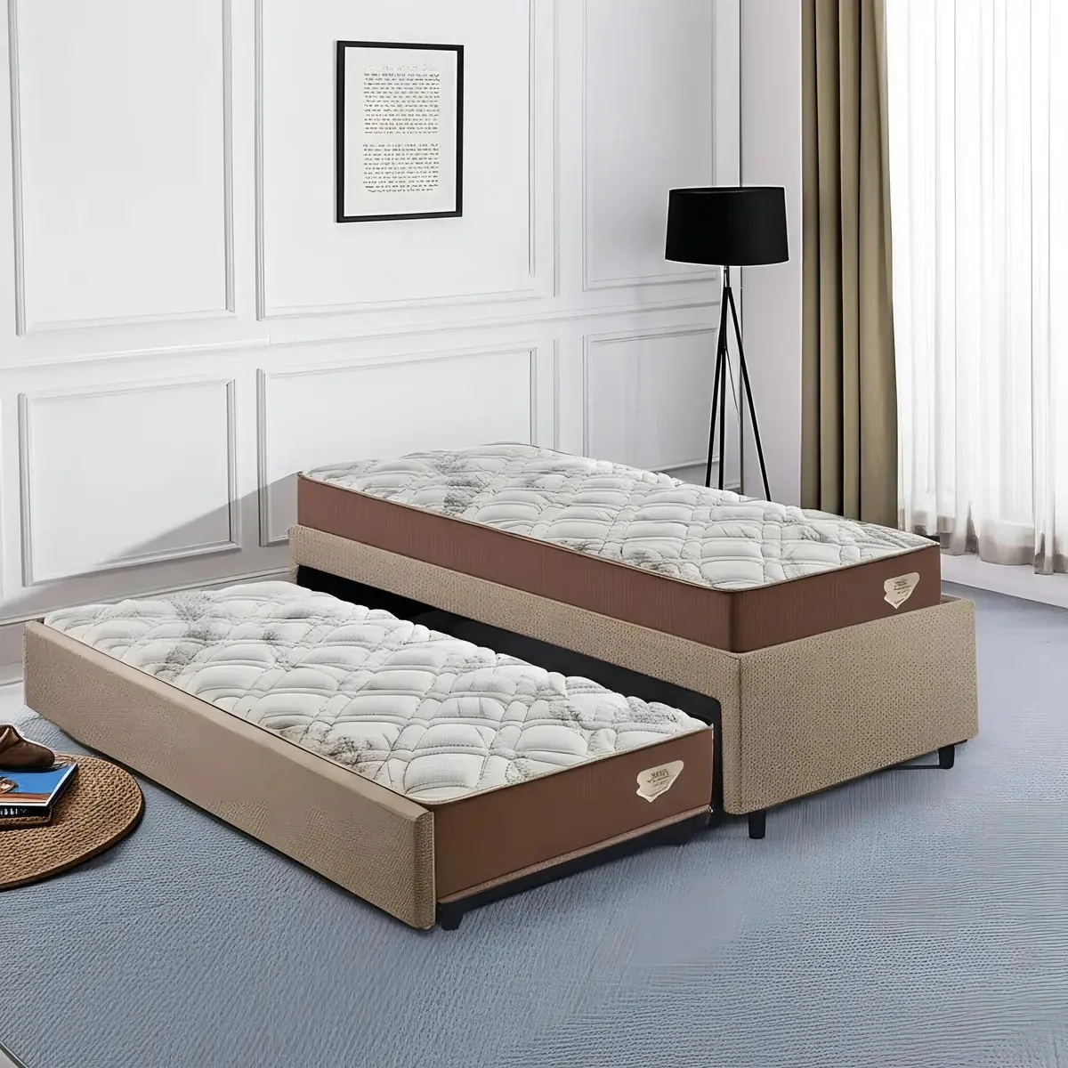 Bicama Box Solteiro 88x188 Com 2 Colchões Adorabile Ecoflex