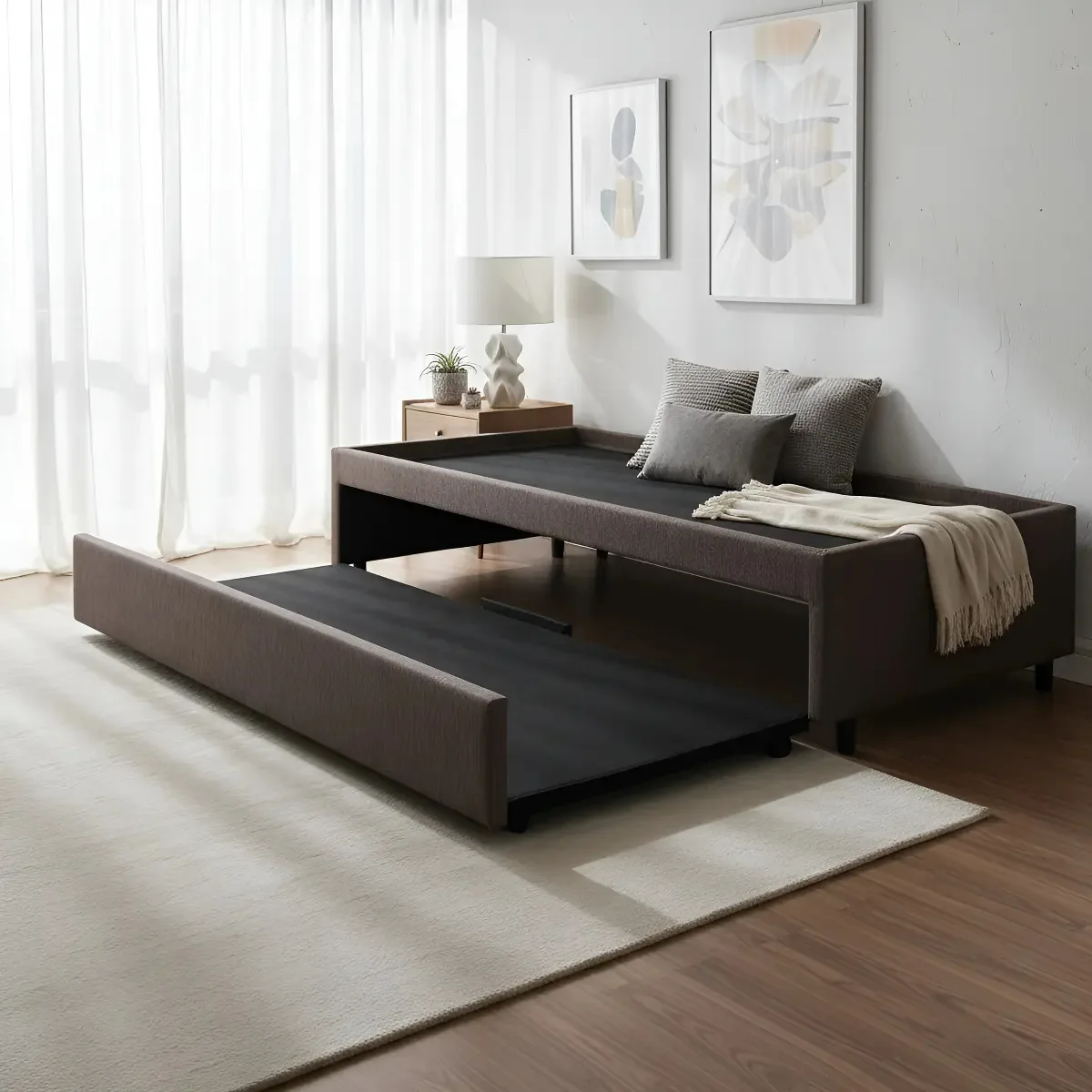 Bicama Box Para Dois Colchões Solteirão 96x203courino Marrom