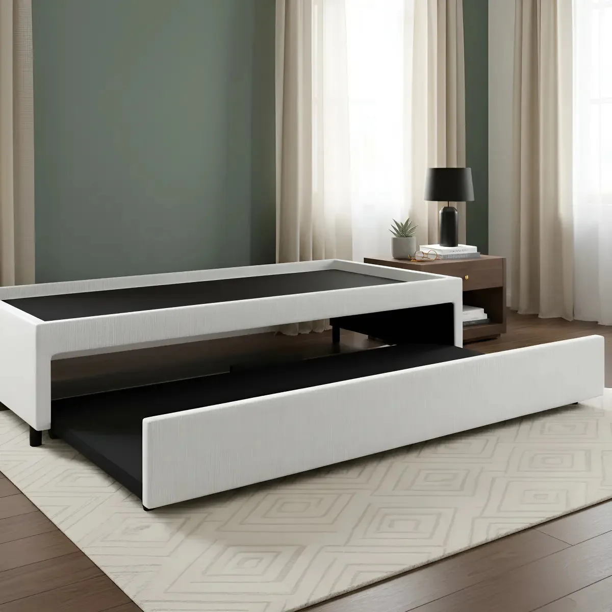 Bicama Box Cama inHouse courino linho solteirão para dois colchões 96x203 cor branco