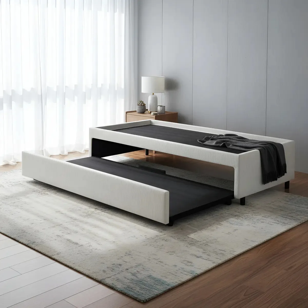 Bicama Box Para Dois Colchões Viúva 120x203 Courino Branco