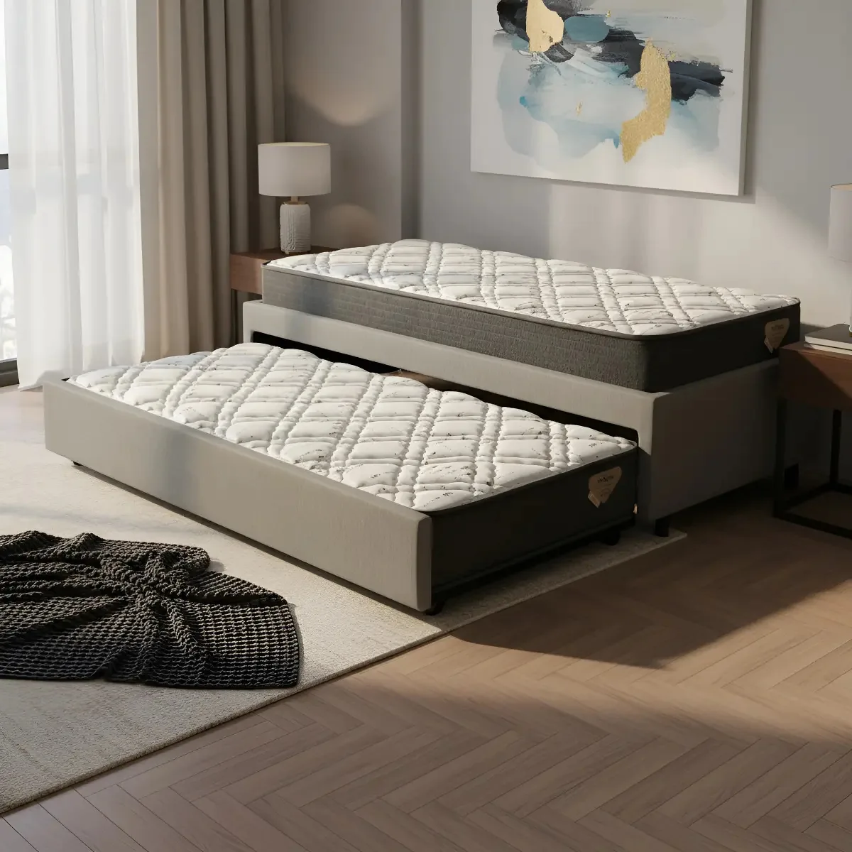 Bicama Box Solteirão 96x203 Com Dois Colchões Adapto Ecoflex