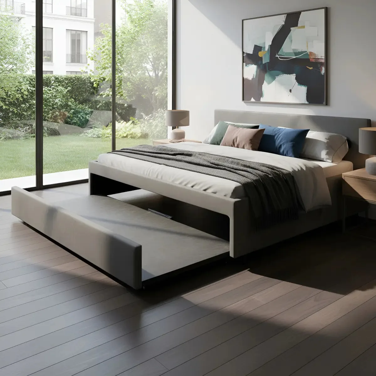 Bicama Box Suede Solteirão Para Dois Colchões 96x203 Cor Cinza
