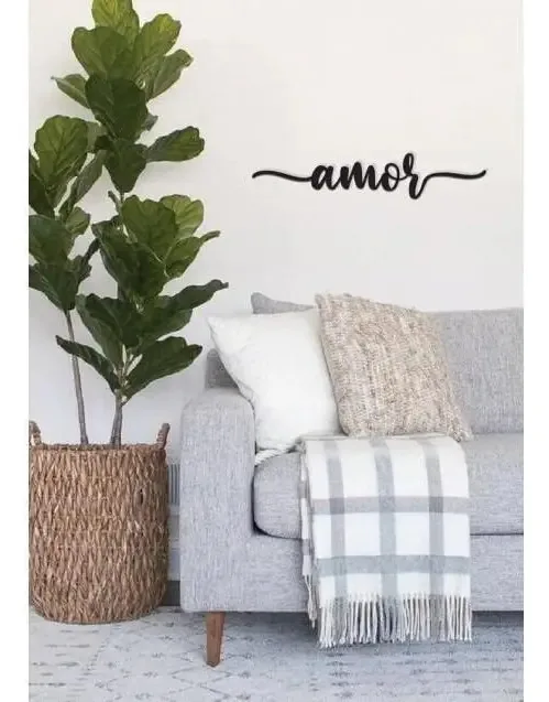 Amor Lettering 43x8cm Em Madeira Mdf Premium