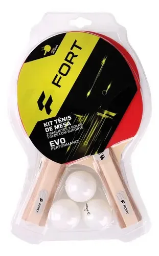 Kit Tênis de Mesa Fort Sports Evo Performance 2 Raquetes Rede Bolinhas