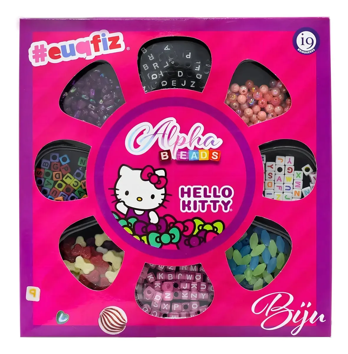 Kit Bijuteria Hello Kitty Pulseira Miçangas + Pingentes 5-7 Anos