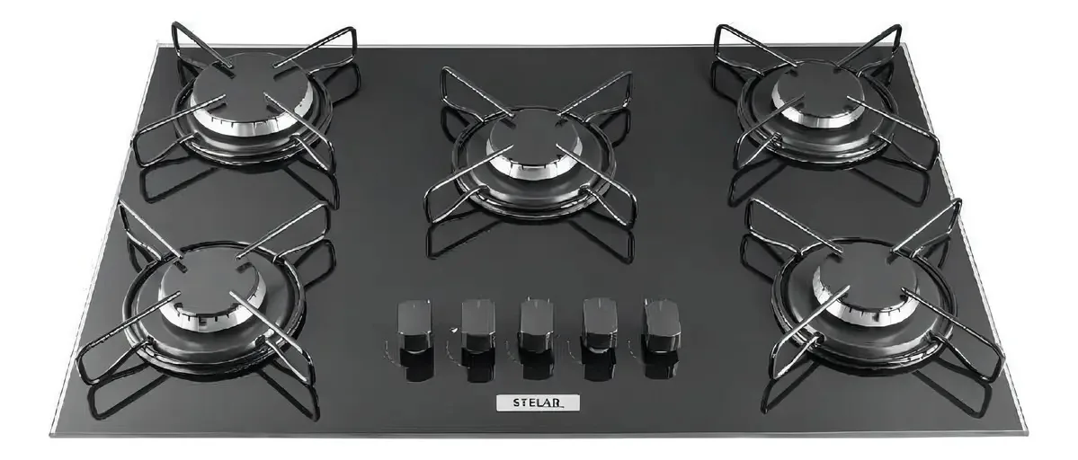 Cooktop A Gas 5 Bocas Stelar Preto Automatico