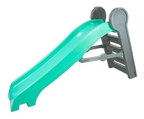 Escorregador De Plástico Gummy Freso Grande Verde 4 Degraus Cor Verde Água e Cinza