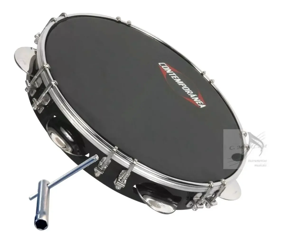 Pandeiro Contemporânea De 11" Nylon Preto Com Tarraxa Dupla