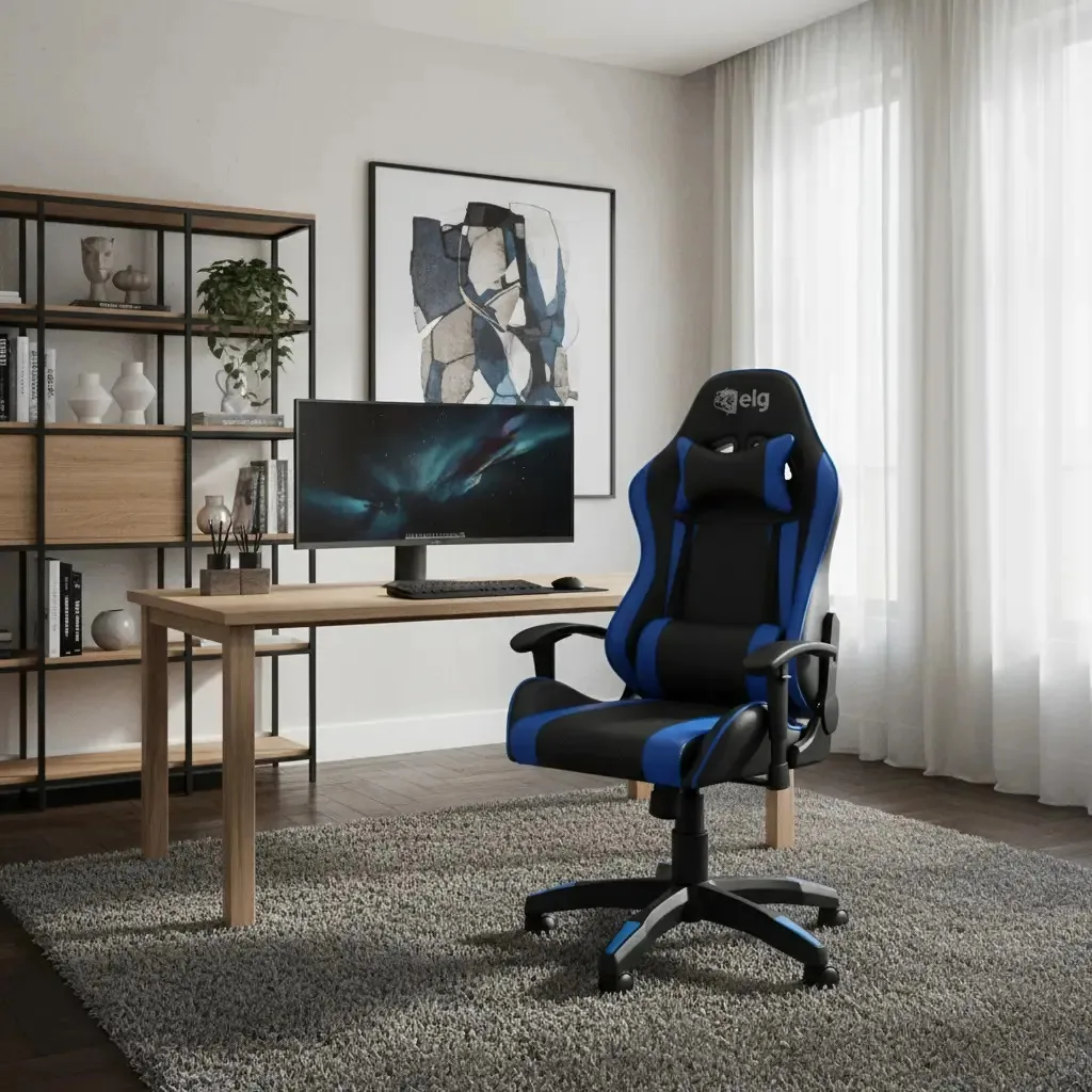 Cadeira Azul E Preta Gamer Ergonômica ELG - Ch36bkbl