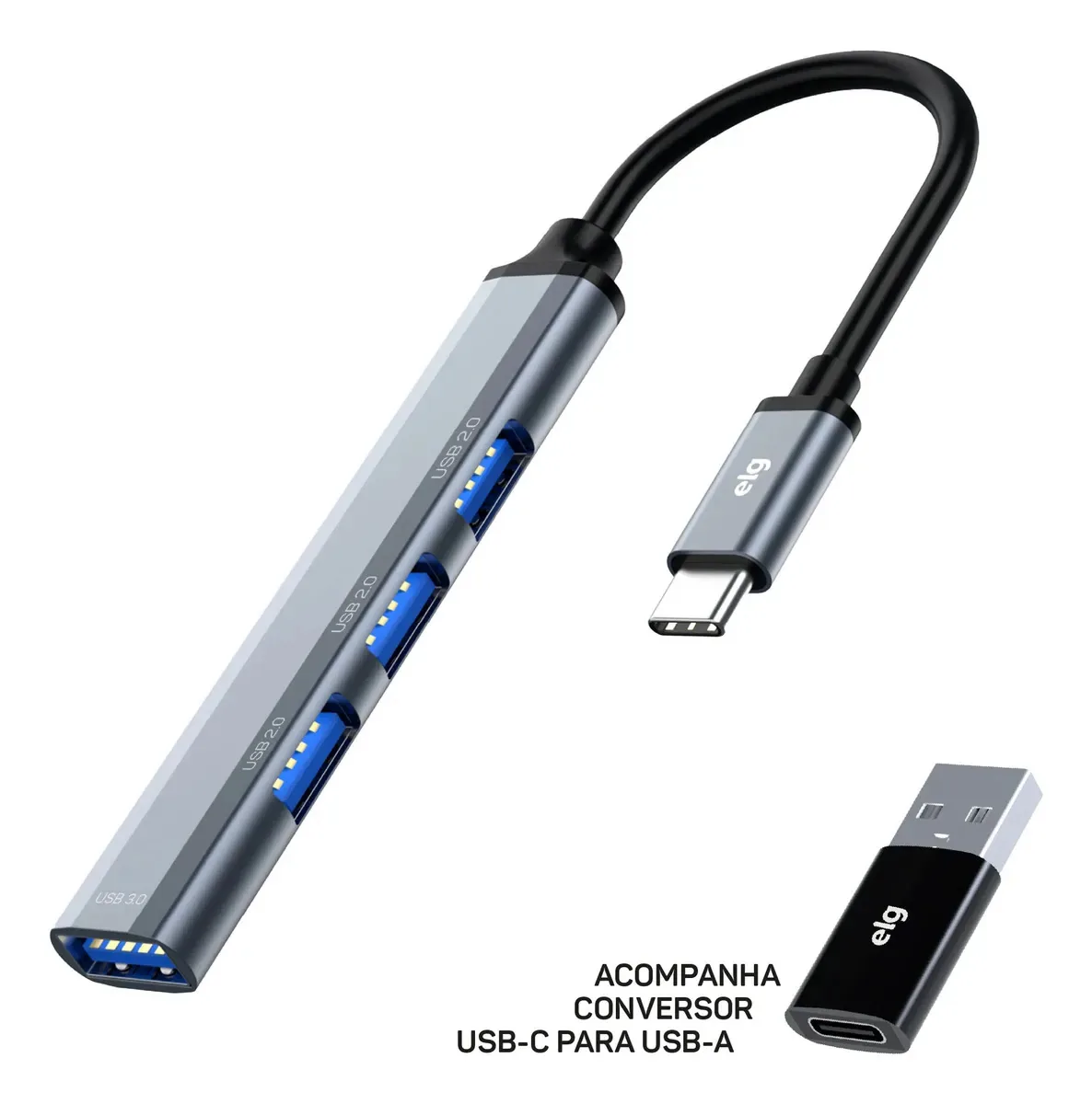 Hub USB 4 em 1 Com Portas USB 2.0 e USB 3.0