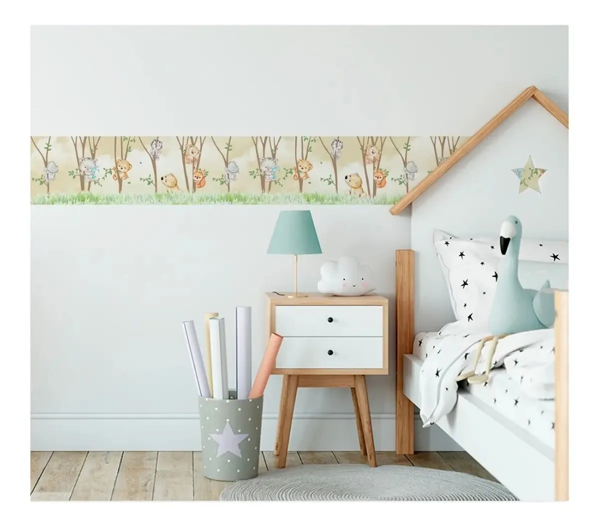 Faixa Decorativa Safári Floresta Papel Parede Adesivo Cor Colorido