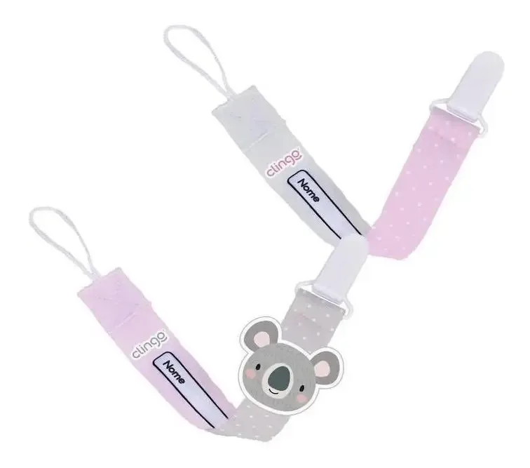 Kit 2 Prendedores De Chupeta Infantil Bebê Clingo Cor Cinza