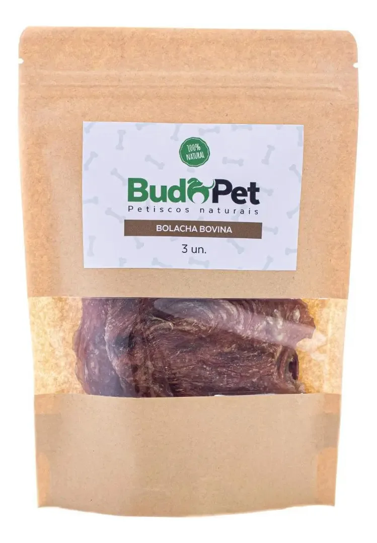 Petisco Natural Bolacha Bovina Para Cães E Gatos Budopet