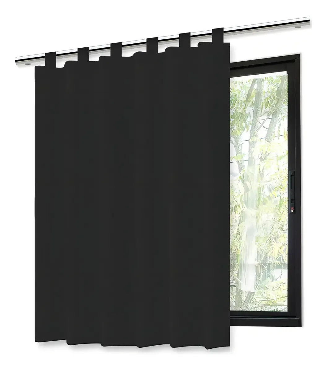 Cortina Blackout Preta Para Bastão - 140x140cm