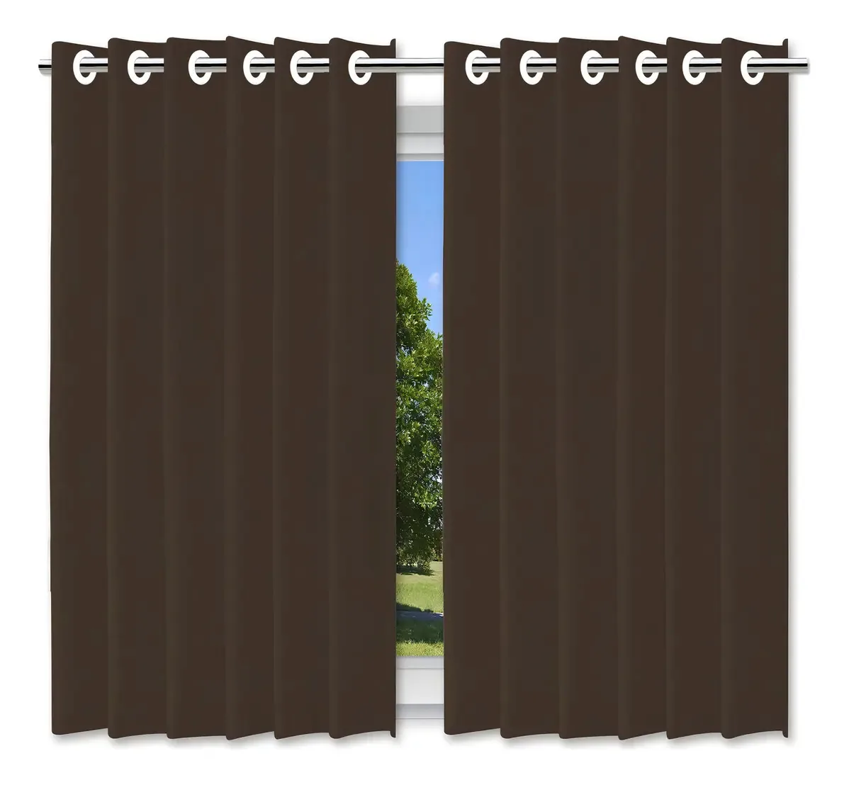 Cortina Blackout Marrom Com Ilhós - 280x140cm