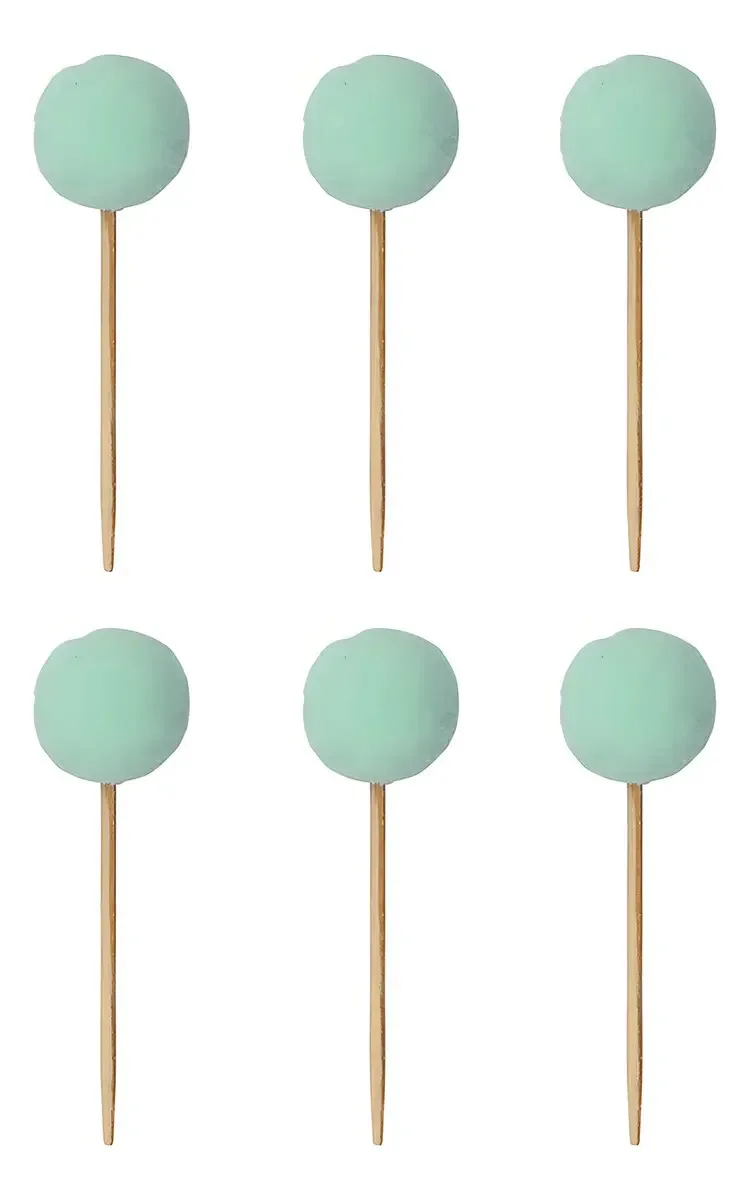 Topper Para Bolo E Doces Pompom Verde Menta Mesa Festa 6 Unidades