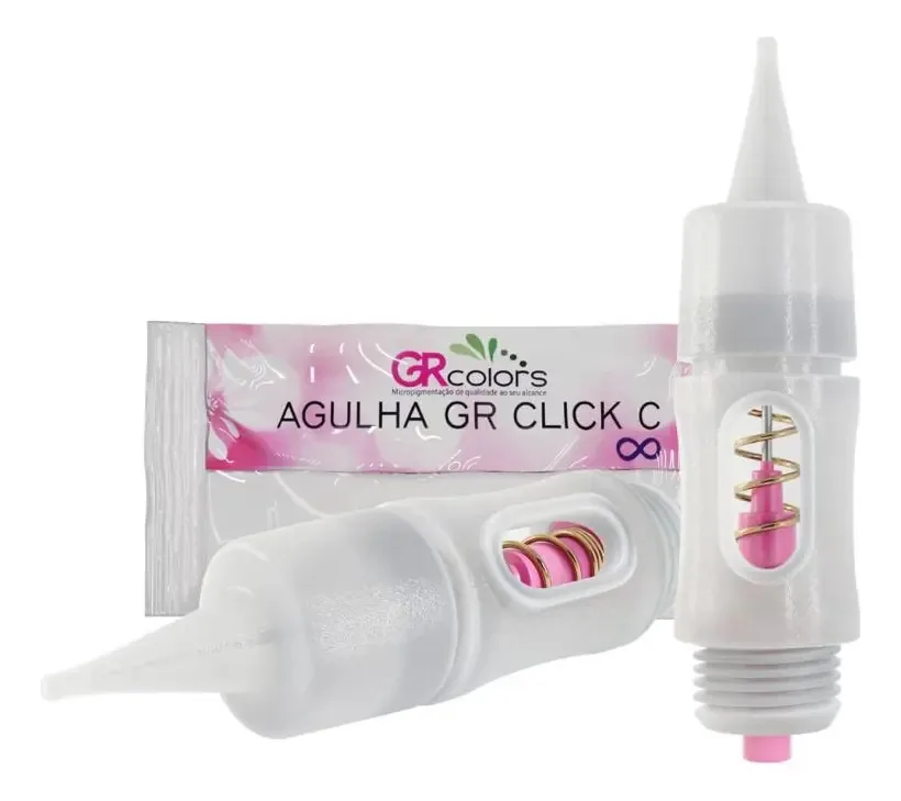 Kit 5 Agulhas Micropigmentação 2 Pontas Regular Rosa GR Colors