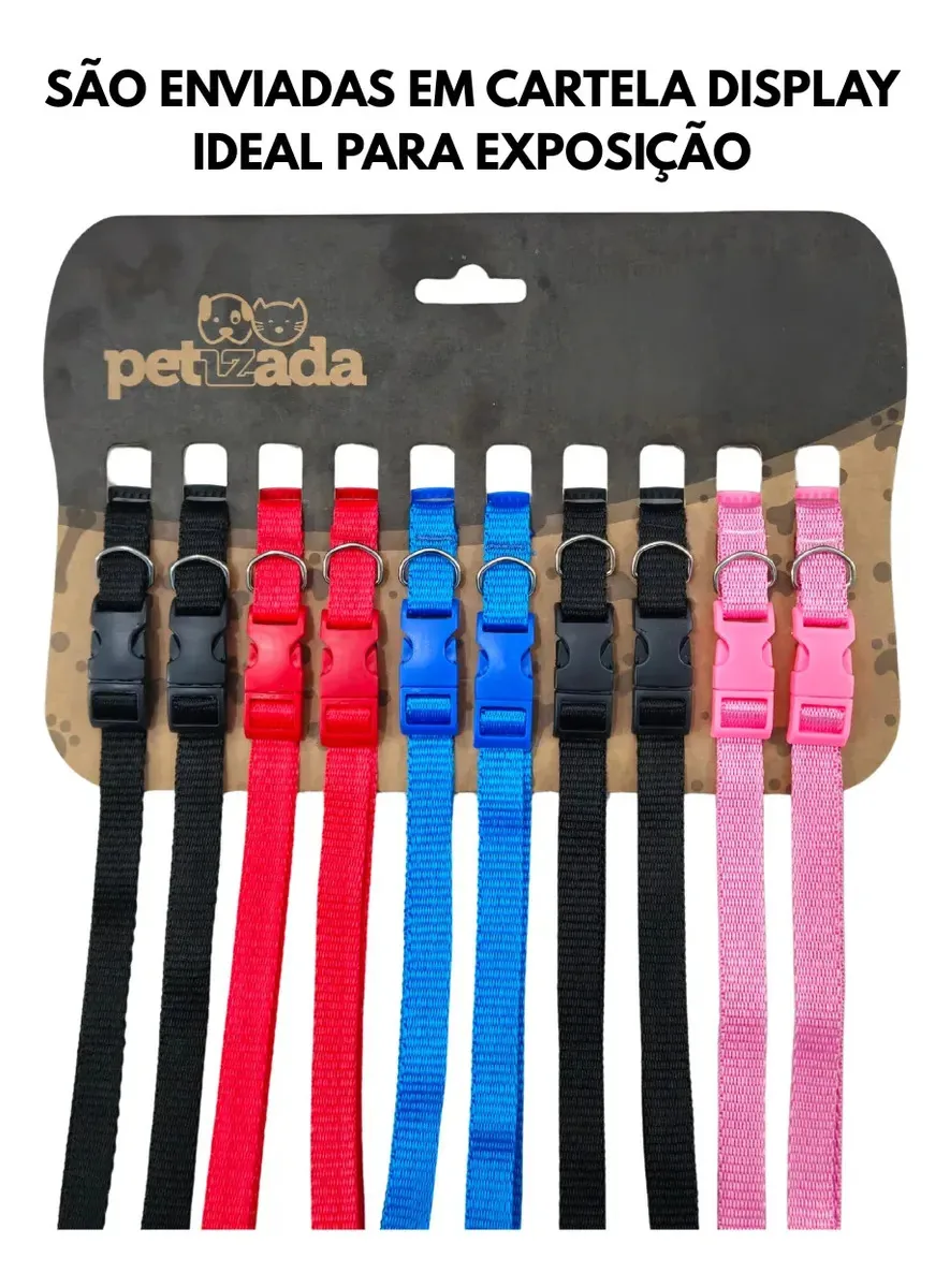 Kit 10 Coleiras Planas Para Cachorro G de Náilon Coloridas