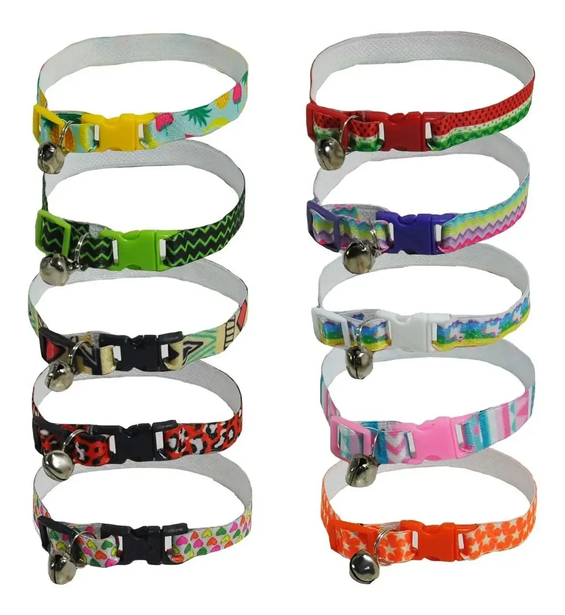 Kit Com 10 Coleiras Elásticas para Gato Pequeno Com Guizo – Cores Sortidas Pampet