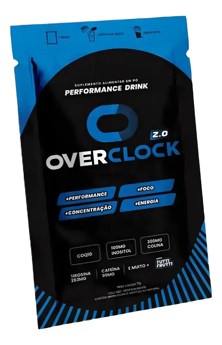 Sachê Overclock Performance Mental Foco Concentração Memória Sabor Tutti Frutti Performance Mental Foco Concentração