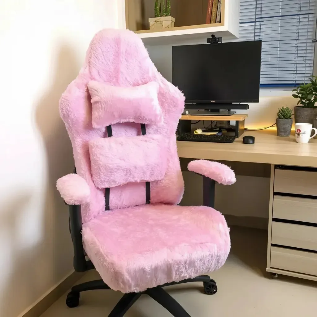 Capa Para Cadeira Gamer Pelo Curto Rosa
