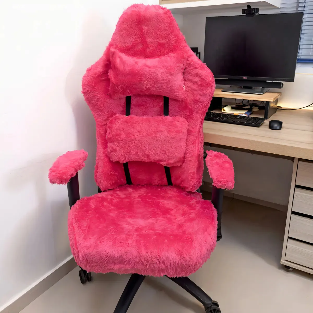 Capa Para Cadeira Gamer Pelo Curto Rosa-chiclete