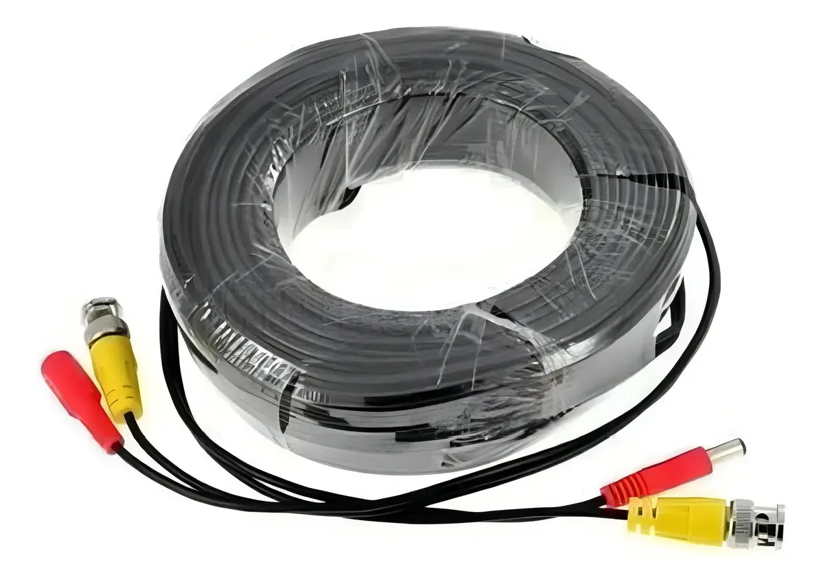 Cabo Coaxial 20m Com Conexões P4 E Bnc | Pronto Para Cftv