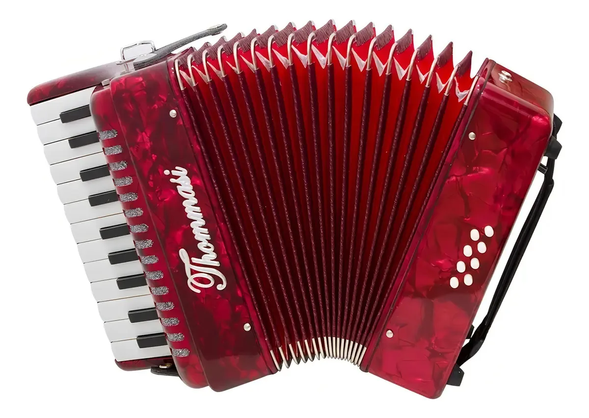 Acordeon Thommasi 8 Baixos 22 Teclas Ta 822 Vermelho