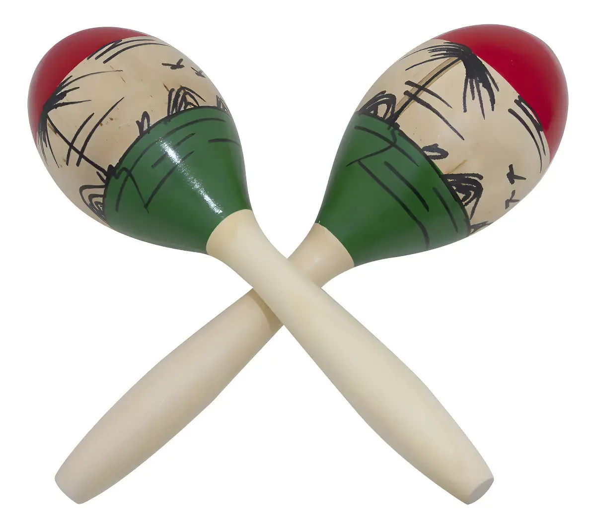 Kit 50 Maracas New York de Madeira Pintadas à Mão com 25" de Comprimento